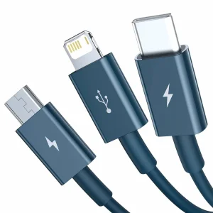 کابل تبدیل USB به لایتنینگ / USB -C / Micro USB باسئوس مدل U-CLM طول 1.2 متر