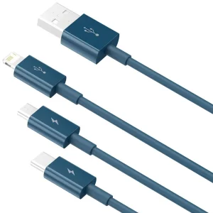 کابل تبدیل USB به لایتنینگ / USB -C / Micro USB باسئوس مدل U-CLM طول 1.2 متر