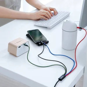 کابل تبدیل USB به لایتنینگ/USB-C/microUSB باسئوس مدل Rapid Series CA1T4-A01 طول 1.2 متر