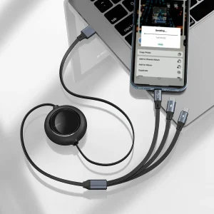 کابل تبدیل USB-C به USB-C/microUSB/لایتنینگ باسئوس مدل CAMLC-AMJ طول 1.2 متر
