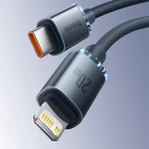 کابل تبدیل USB-C به لایتنینگ باسئوس مدل Crystal Shine Series طول 2 متر