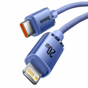 کابل تبدیل USB-C به لایتنینگ باسئوس مدل Crystal Shine Series طول 2 متر