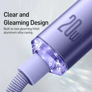 کابل تبدیل USB-C به لایتنینگ باسئوس مدل Crystal Shine Series طول 2 متر