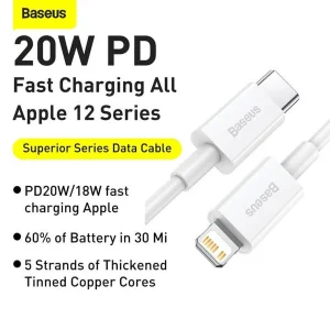 کابل تبدیل usb-c به لایتنینگ باسئوس مدل CATLYS-C02 طول 2 متر