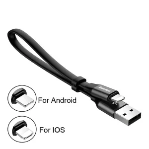 کابل تبدیل USB به لایتنینگ/MicroUSB باسئوس مدل Two-in-One طول 0.23 متر