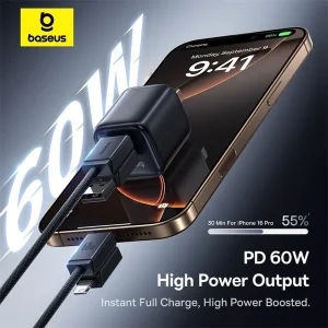 کابل تبدیل USB-C/USB به USB-C/لایتنیگ بیسوس مدل Versatile 60W طول 2 متر