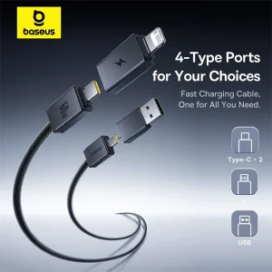 کابل تبدیل USB-C/USB به USB-C/لایتنیگ بیسوس مدل Versatile 60W طول 2 متر