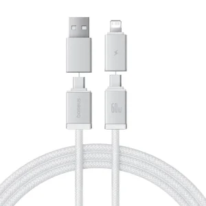 کابل تبدیل USB-C/USB به USB-C/لایتنیگ بیسوس مدل Versatile 60W طول 2 متر