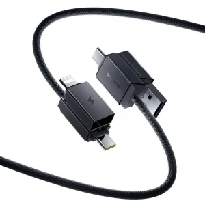 کابل تبدیل USB-C/USB به USB-C/لایتنیگ بیسوس مدل Versatile 60W طول 2 متر