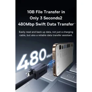 کابل تبدیل USB-C/USB به USB-C/لایتنیگ بیسوس مدل Versatile 60W طول 2 متر