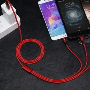 کابل تبدیل USB به لایتنینگ /MicroUSB/لایتنینگ باسئوس مدل CAMLL-SU09 طول 1.2 متر