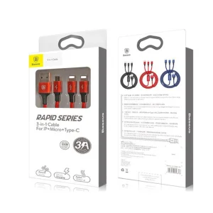 کابل تبدیل USB به لایتنینگ /MicroUSB/لایتنینگ باسئوس مدل CAMLL-SU09 طول 1.2 متر