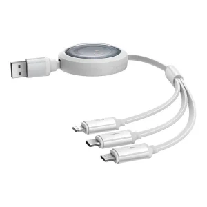 کابل تبدیل USB به USB-C / microUSB / لایتنینگ باسئوس مدل Free2Draw 3.5A طول 1.1 متر