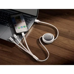 کابل تبدیل USB به USB-C / microUSB / لایتنینگ باسئوس مدل Free2Draw 3.5A طول 1.1 متر