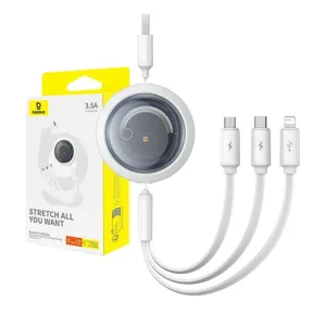 کابل تبدیل USB به USB-C / microUSB / لایتنینگ باسئوس مدل Free2Draw 3.5A طول 1.1 متر