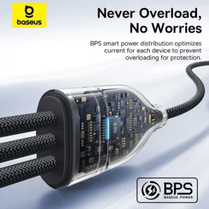 کابل تبدیل USB-C به لایتنینگ/USB-C بیسوس مدل Flash Series 3 100W طول 1.5 متر