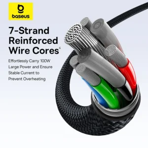 کابل تبدیل USB-C به لایتنینگ/USB-C بیسوس مدل Flash Series 3 100W طول 1.5 متر