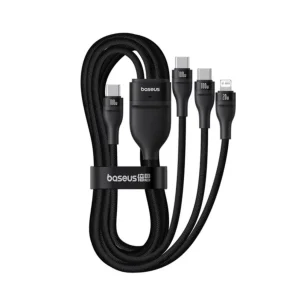 کابل تبدیل USB-C به لایتنینگ/USB-C بیسوس مدل Flash Series 3 100W طول 1.5 متر