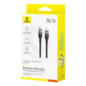 کابل تبدیل USB-C به لایتنینگ بیسوس مدل Discolor Series 20W طول 2 متر