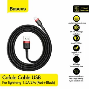 کابل تبدیل USB به لایتنینگ باسئوس مدل CALKLF-C19 Cafule طول 2 متر