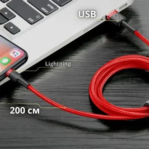 کابل تبدیل USB به لایتنینگ باسئوس مدل CALKLF-C19 Cafule طول 2 متر