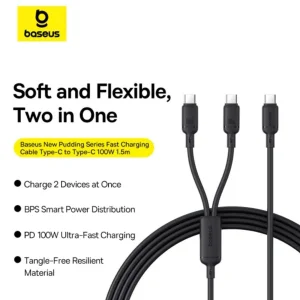 کابل USB-C بیسوس مدل Pudding Series طول 1.5 متر