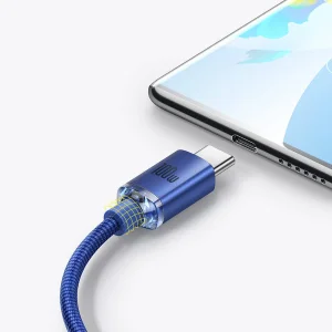 کابل تبدیل USB به USB-C باسئوس مدل Crystal Shine طول 2 متر