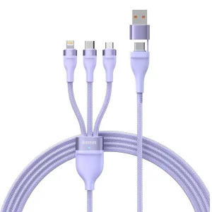 کابل تبدیل USB/USB-C به لایتنینگ/USB-C/micro-USB باسئوس مدل Flash Series 2-100W طول 1.2 متر