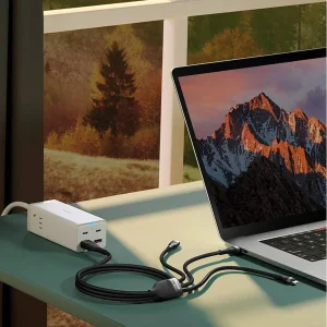 کابل تبدیل USB/USB-C به لایتنینگ/USB-C/micro-USB باسئوس مدل Flash Series 2-100W طول 1.2 متر