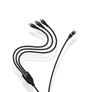 کابل تبدیل USB/USB-C به لایتنینگ/USB-C/micro-USB باسئوس مدل Flash Series 2-100W طول 1.2 متر