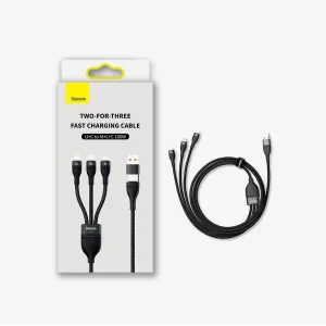 کابل تبدیل USB/USB-C به لایتنینگ/USB-C/micro-USB باسئوس مدل Flash Series 2-100W طول 1.2 متر