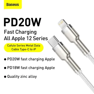 کابل تبدیل USB-C به لایتنینگ باسئوس مدل CATLJK-B0 طول 2 متر