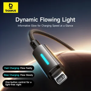 کابل تبدیل USB-C به لایتنینگ بیسوس مدل Lit Button-Control 20W طول 2 متر