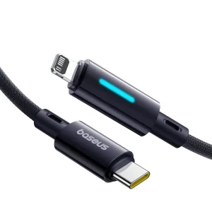 کابل تبدیل USB-C به لایتنینگ بیسوس مدل Lit Button-Control 20W طول 2 متر