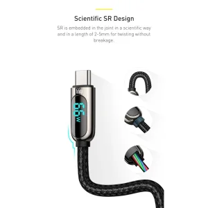 کابل تبدیل USB به USB-C باسئوس مدل Digital Display 66w طول 1 متر