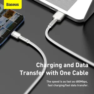 کابل تبدیل USB به USB-C باسئوس مدل Metal Data cable 66W  طول 2 متر