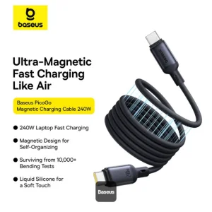 کابل USB-C بیسوس مدل PicoGo Magnetic 240W طول 1 متر