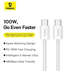 کابل تبدیل USB-C بیسوس مدل Superior Series 2 100W طول 2 متر