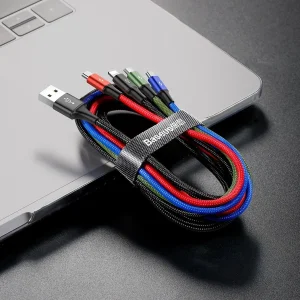 کابل تبدیل USB به لایتنینگ/ microUSB/ USB-C باسئوس مدل CA1T4-C01 طول 1.2 متر