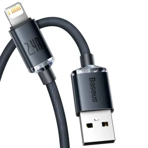 کابل تبدیل USB به لایتنینگ باسئوس مدل Crystal Shine طول 2 متر