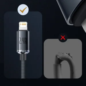 کابل تبدیل USB به لایتنینگ باسئوس مدل Crystal Shine طول 2 متر