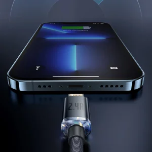 کابل تبدیل USB به لایتنینگ باسئوس مدل Crystal Shine طول 2 متر