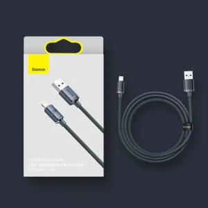 کابل تبدیل USB به لایتنینگ باسئوس مدل Crystal Shine طول 2 متر