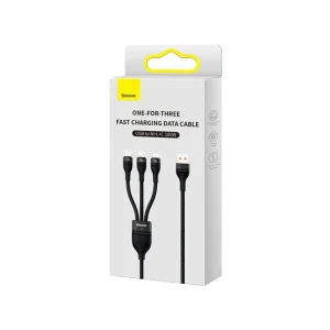 کابل تبدیل USB به USB-C / microUSB / لایتنینگ باسئوس مدل ONE-FOR-THREE 100Wطول 1.2 متر