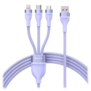 کابل تبدیل USB به USB-C / microUSB / لایتنینگ باسئوس مدل Flash Series Ⅱ 100W طول 1.2 متر