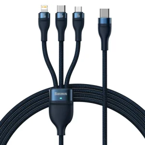 کابل تبدیل USB به USB-C / microUSB / لایتنینگ باسئوس مدل Flash Series Ⅱ 100W طول 1.2 متر