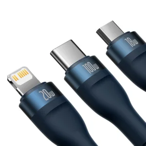 کابل تبدیل USB به USB-C / microUSB / لایتنینگ باسئوس مدل Flash Series Ⅱ 100W طول 1.2 متر