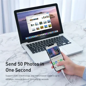 کابل تبدیل USB به لایتنینگ باسئوس مدل CALSW-02 طول 1 متر