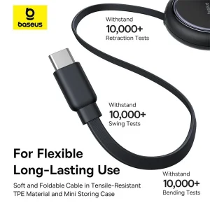 کابل تبدیل 1 به 2 USB-C بیسوس مدل Free2Pull 100W طول 1 متر