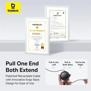 کابل تبدیل 1 به 2 USB-C بیسوس مدل Free2Pull 100W طول 1 متر